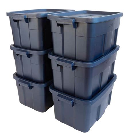 dark indigo metallic roughneck storage box|Rubbermaid Roughneck Tote 14 Gal, 6 Pack, Made in .